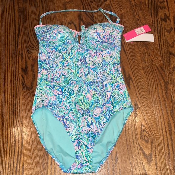 Lilly Pulitzer Jagger One Piece Surf Blue Soleil It On Me size 12 NWT - Picture 4 of 10